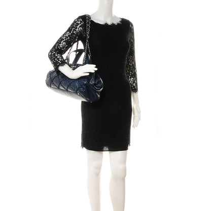 Chanel Calfskin Ultra Stitch Bowler Navy 2 of 7