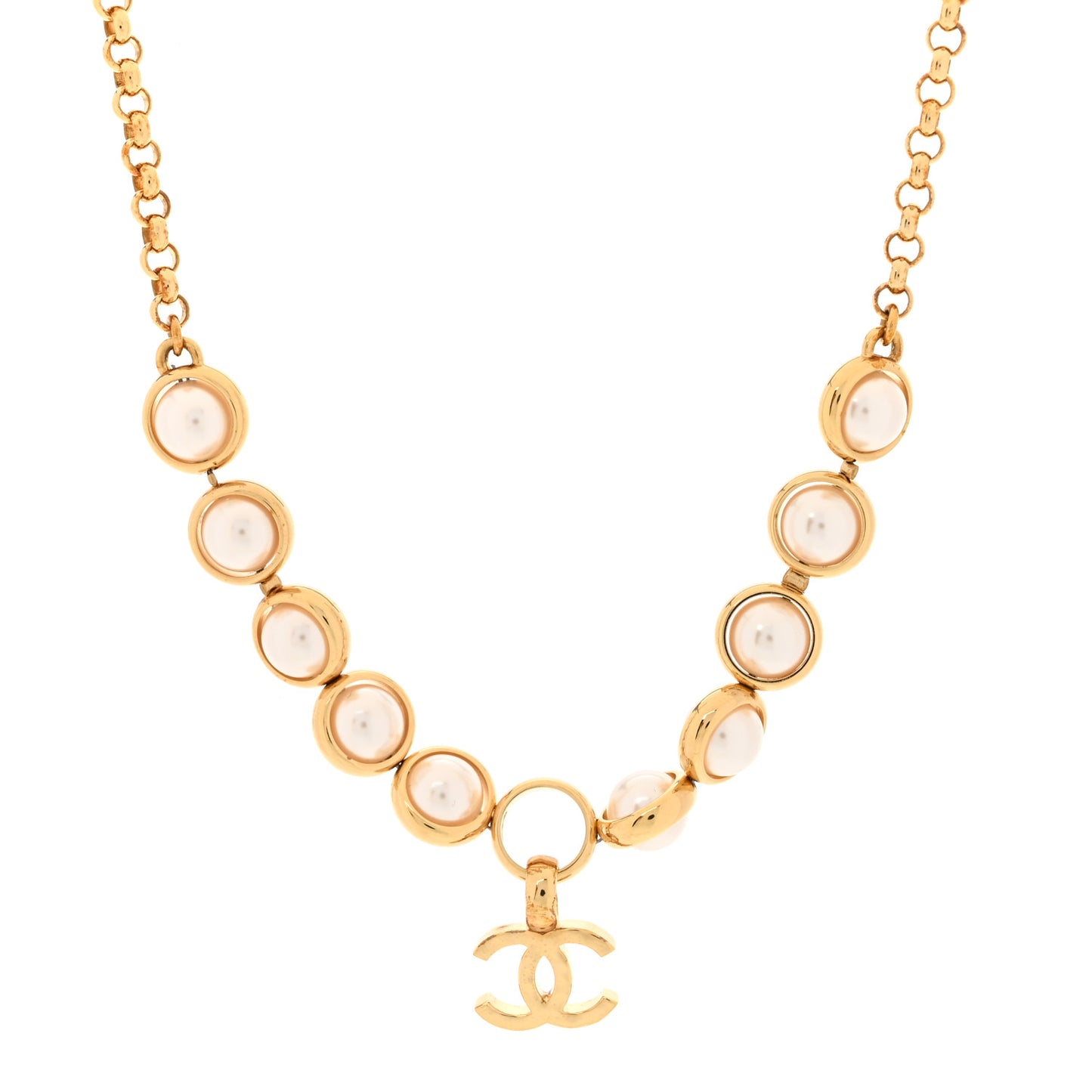 Pearl CC Short Necklace Gold