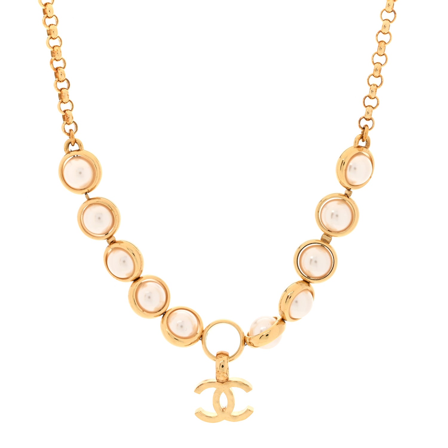 Chanel Pearl CC Short Necklace Gold 1 of 5