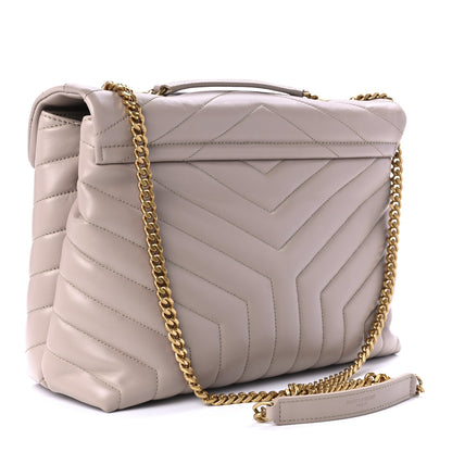 Saint Laurent Calfskin Y Quilted Monogram Medium Loulou Chain Satchel Light Natural 2 of 9