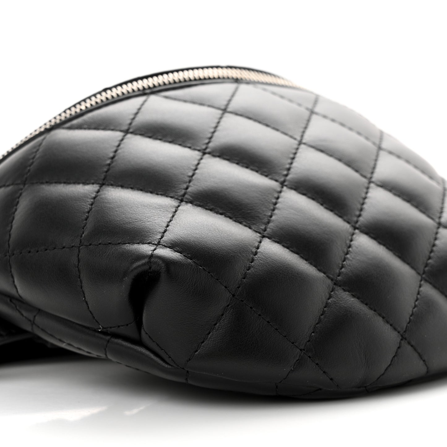 Calfskin Quilted Waist Belt Bag Black