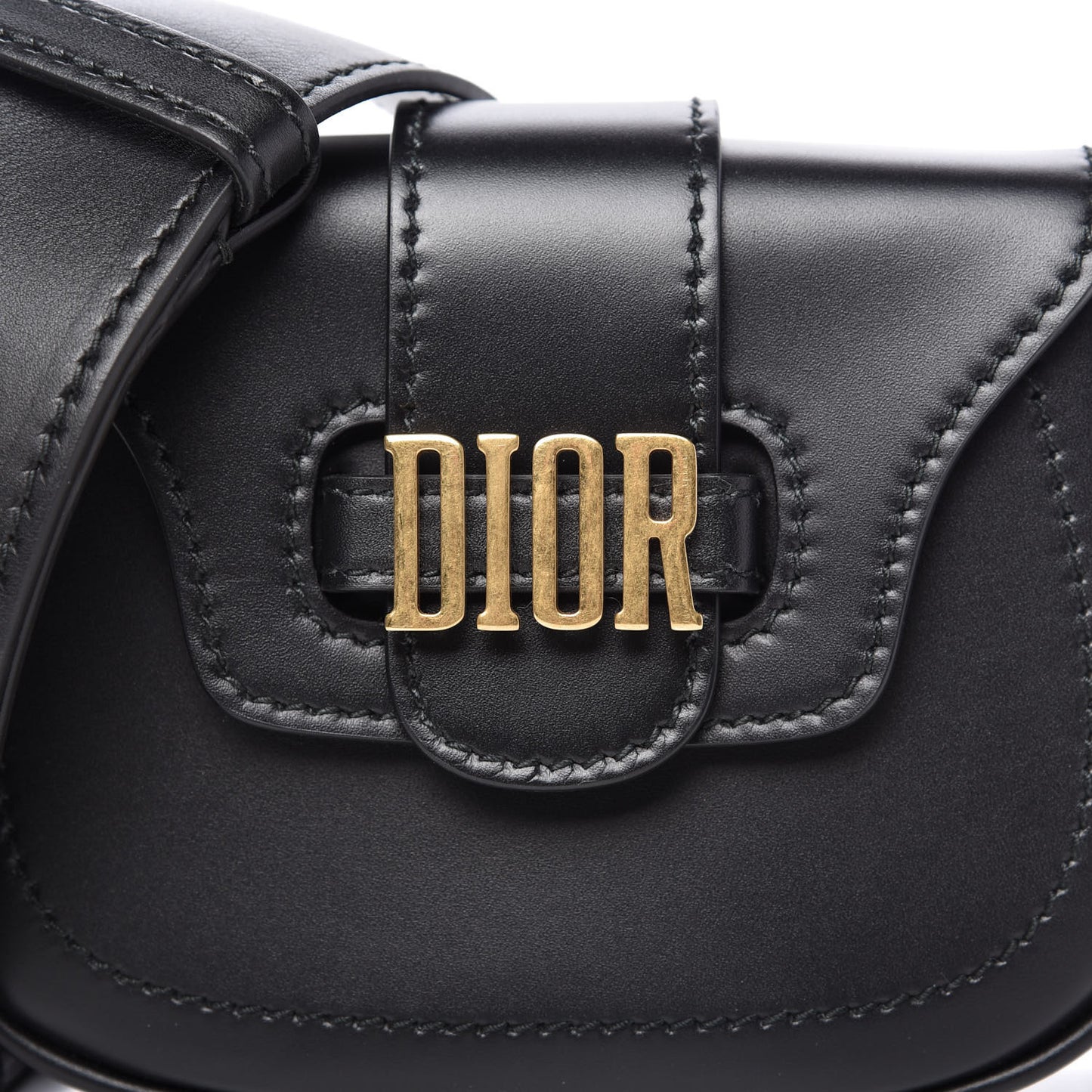 Calfskin Mini D Fence Saddle Bag Black