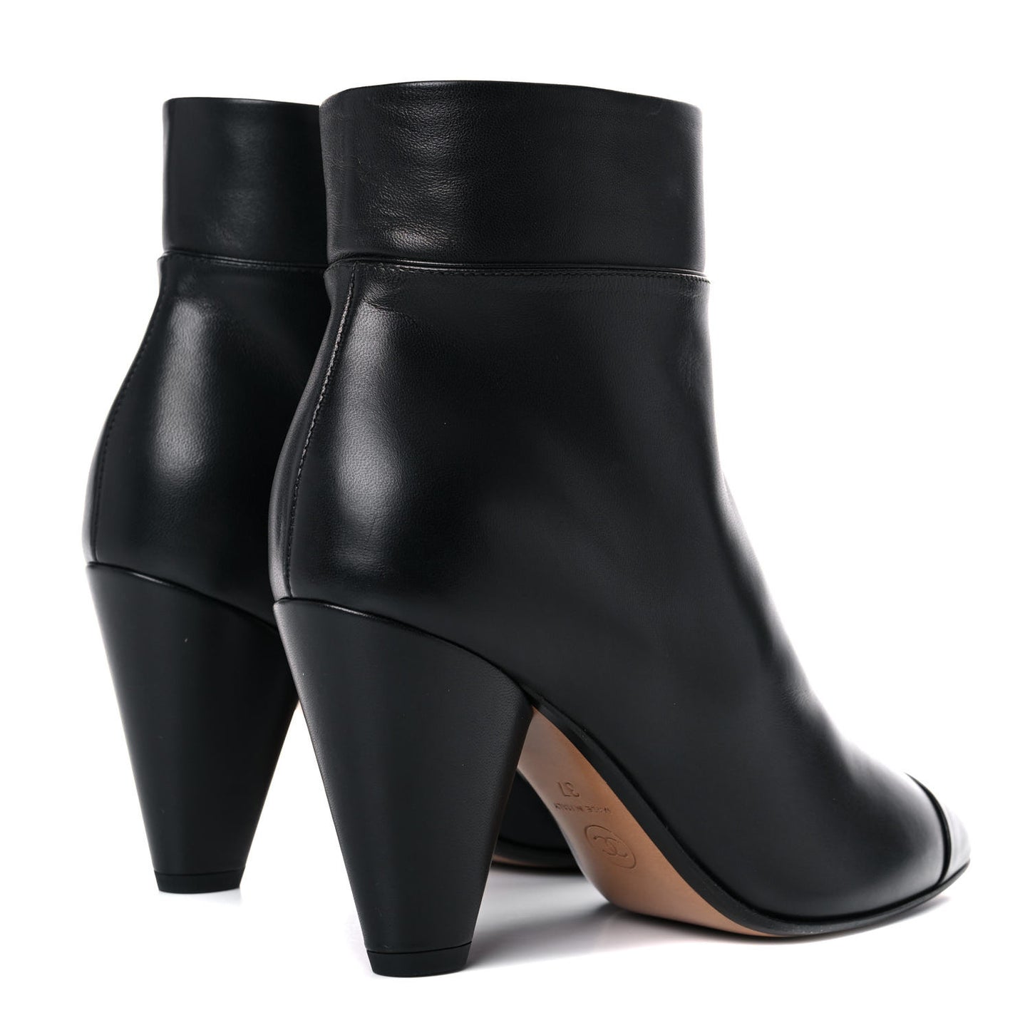 Lambskin Patent Cap Toe CC Short Ankle Boots 37 Black