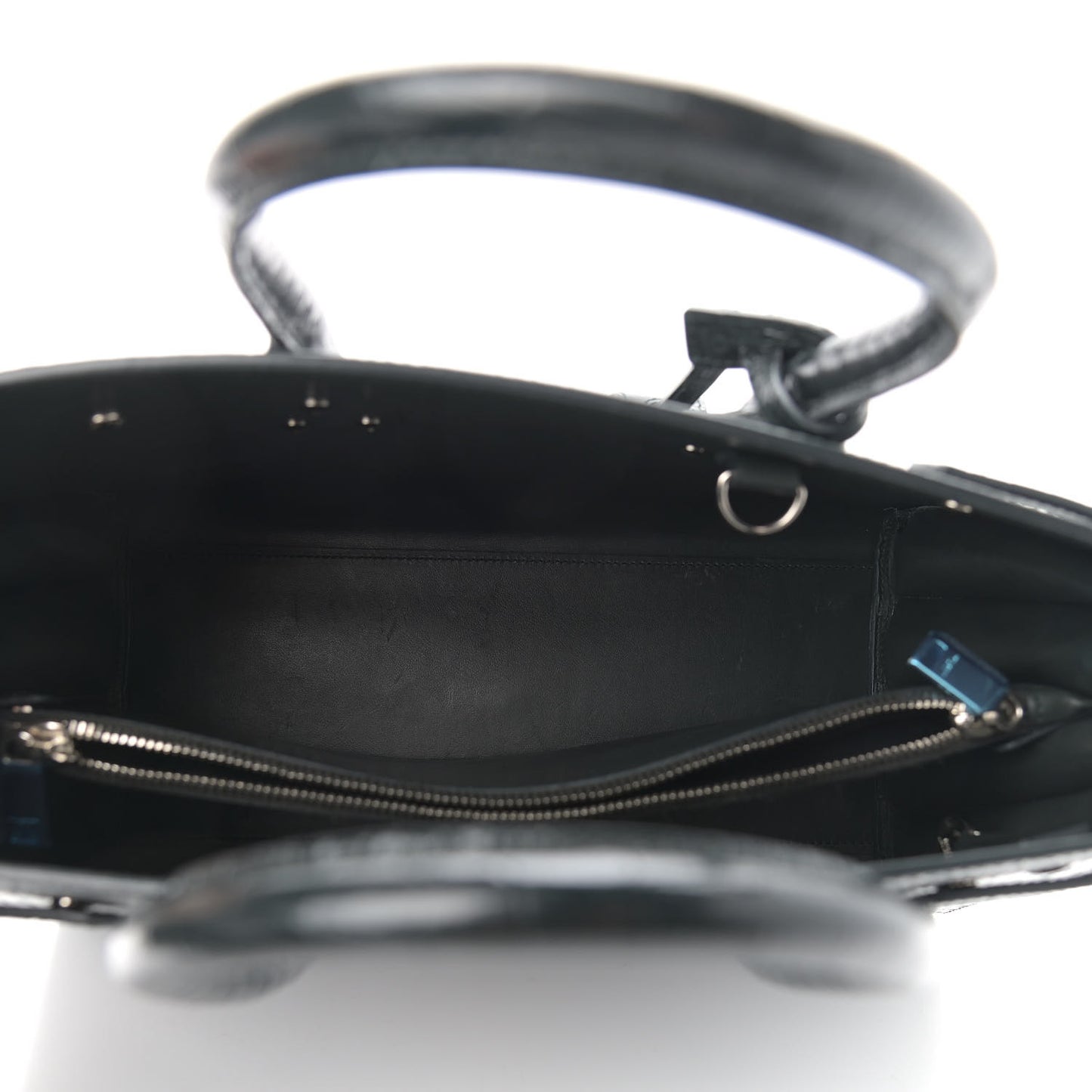 Patent Crocodile Embossed Small Sac de Jour Black