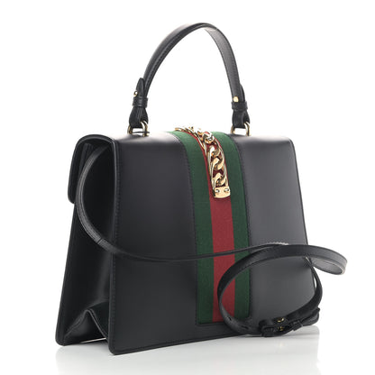 Gucci Calfskin Medium Sylvie Top Handle Bag Black 2 of 6