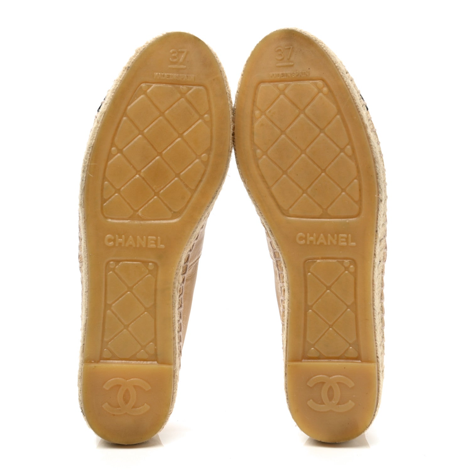 Chanel Lambskin CC Espadrilles 37 Beige Black 4 of 10
