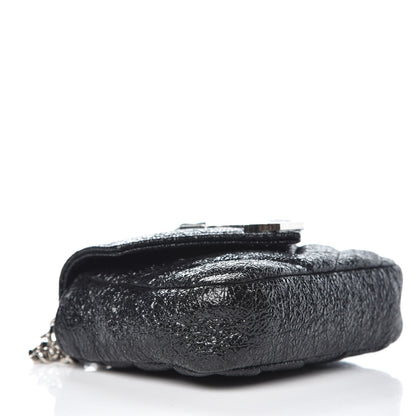 Saint Laurent Metallic Crackled Calfskin Chevron Monogram Micro Crossbody Bag Black 4 of 6