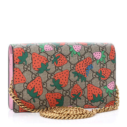 Gucci GG Supreme Monogram Strawberry Chain Wallet 3 of 9