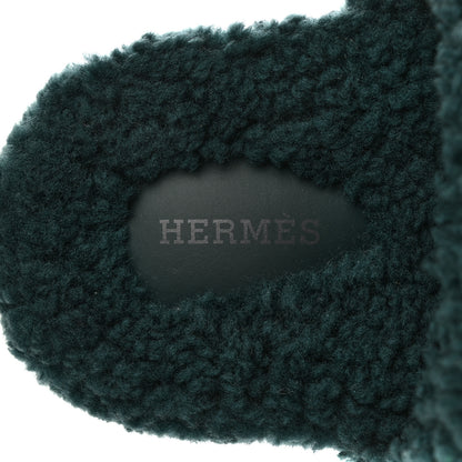Hermes Woolskin Womens Chypre Sandals 36.5 Vert Anglais 7 of 8