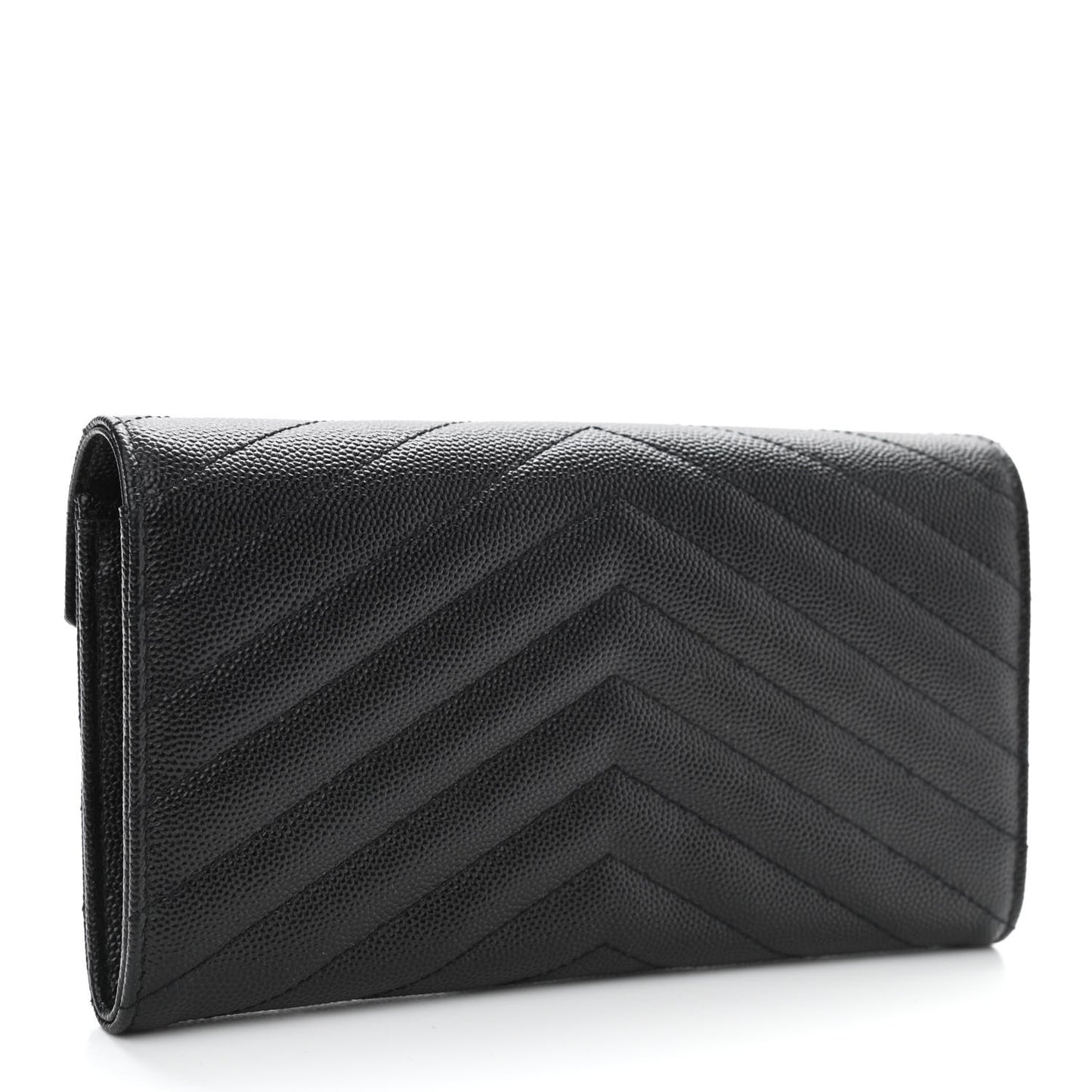 Calfskin Matelasse Chevron Monogram Flap Wallet Black