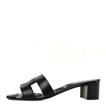 Hermes Calfskin Oasis Sandals 38.5 Black 1 of 9