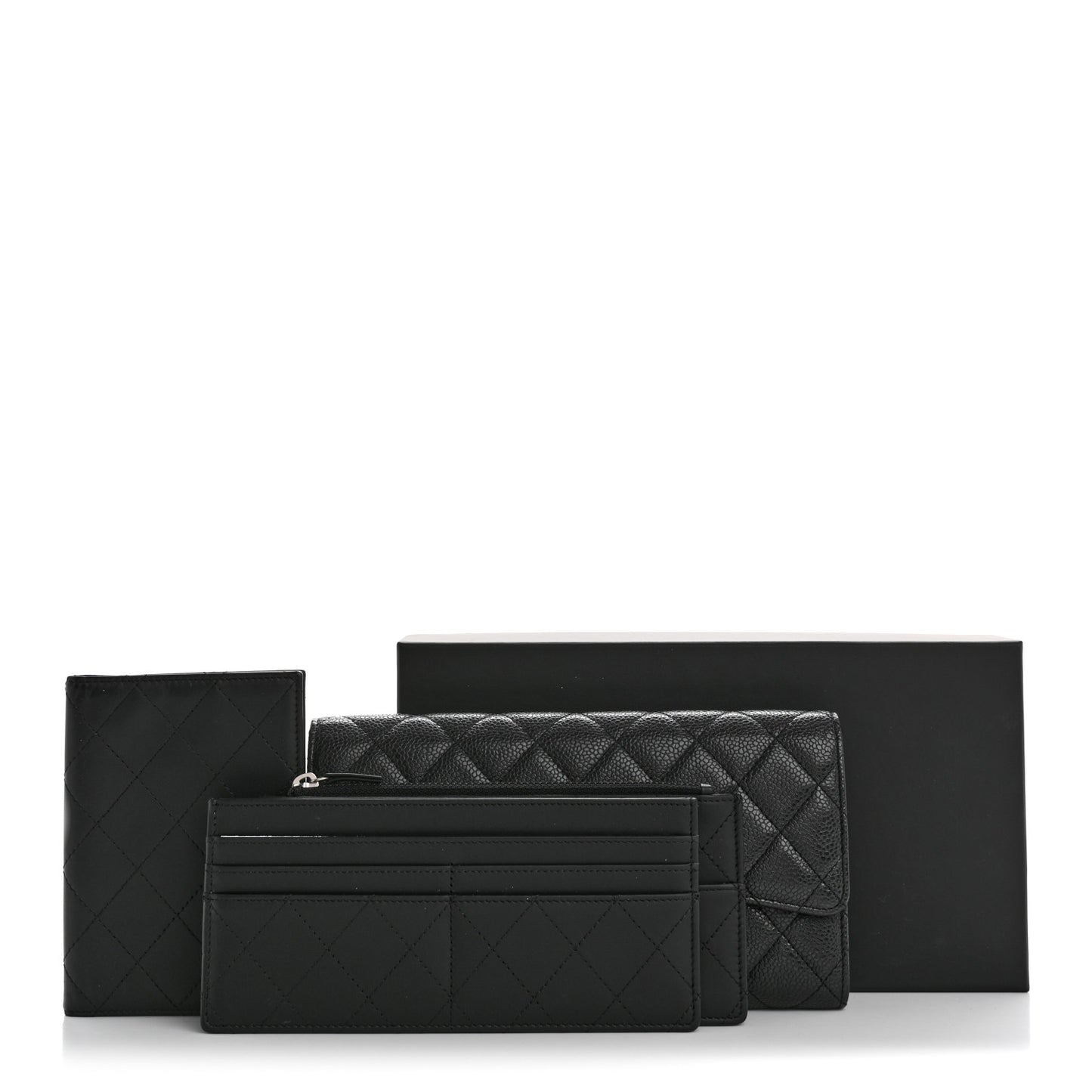 Caviar Quilted Travel Wallet Black