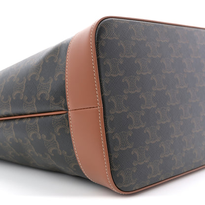 Celine Triomphe Canvas Calfskin Medium Cabas Bag Tan 9 of 10