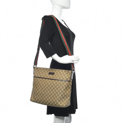 Gucci Monogram Web Medium Flat Messenger Bag Brown 2 of 9