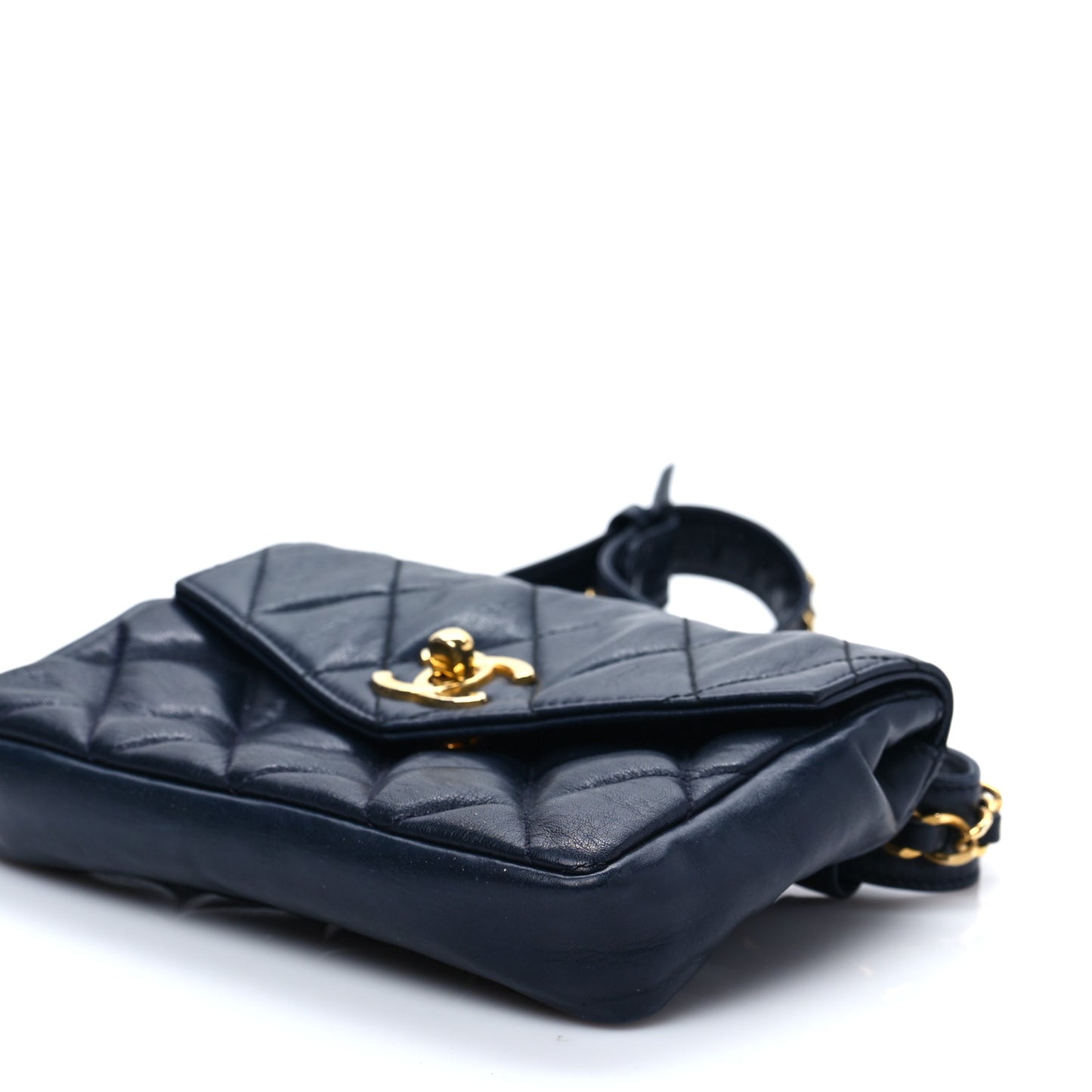 Lambskin Quilted Flap Waist Belt Bag 70 28 Blue