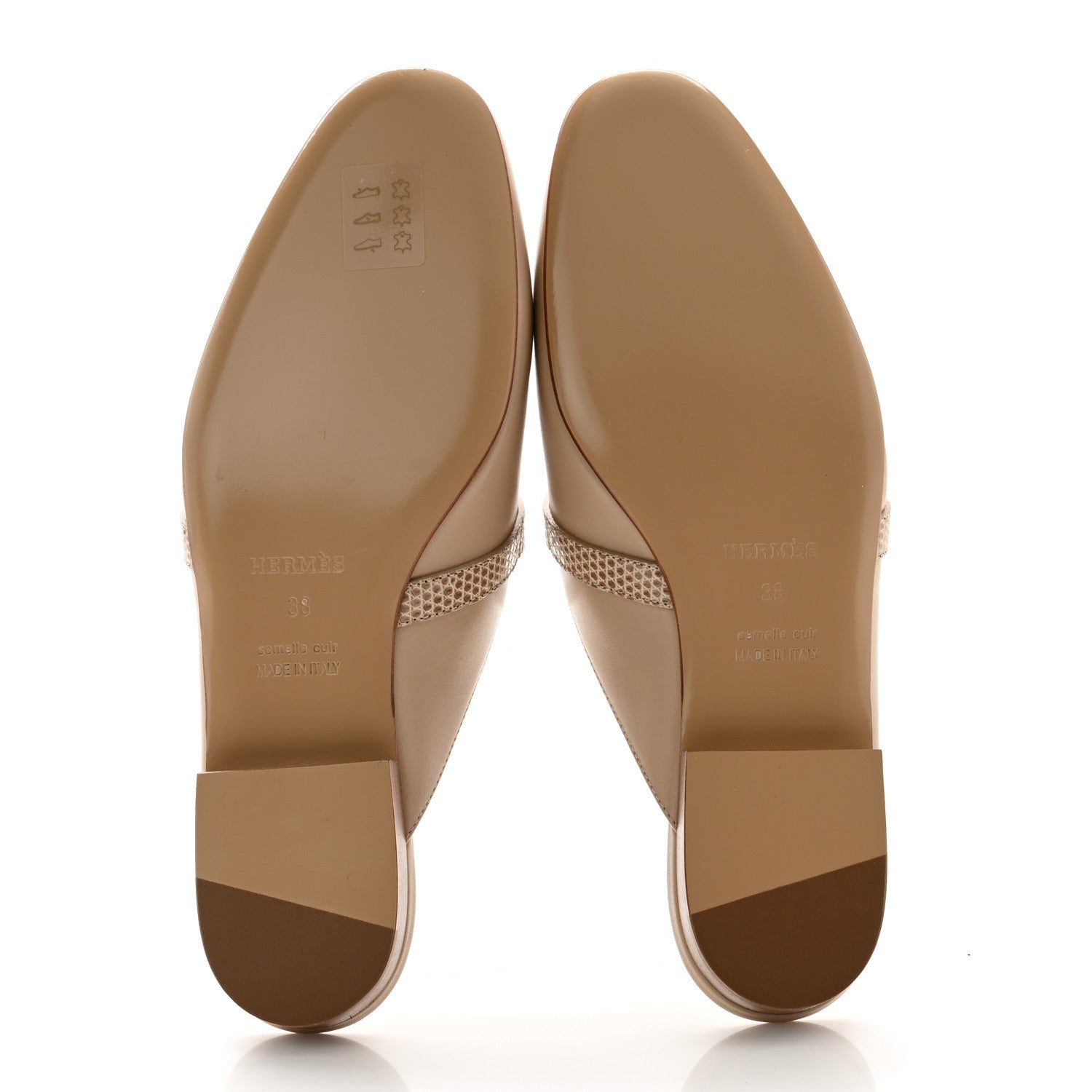 Hermes Shiny Lizard Calfskin Oz Mules 38 Beige Sarrazin 5 of 10