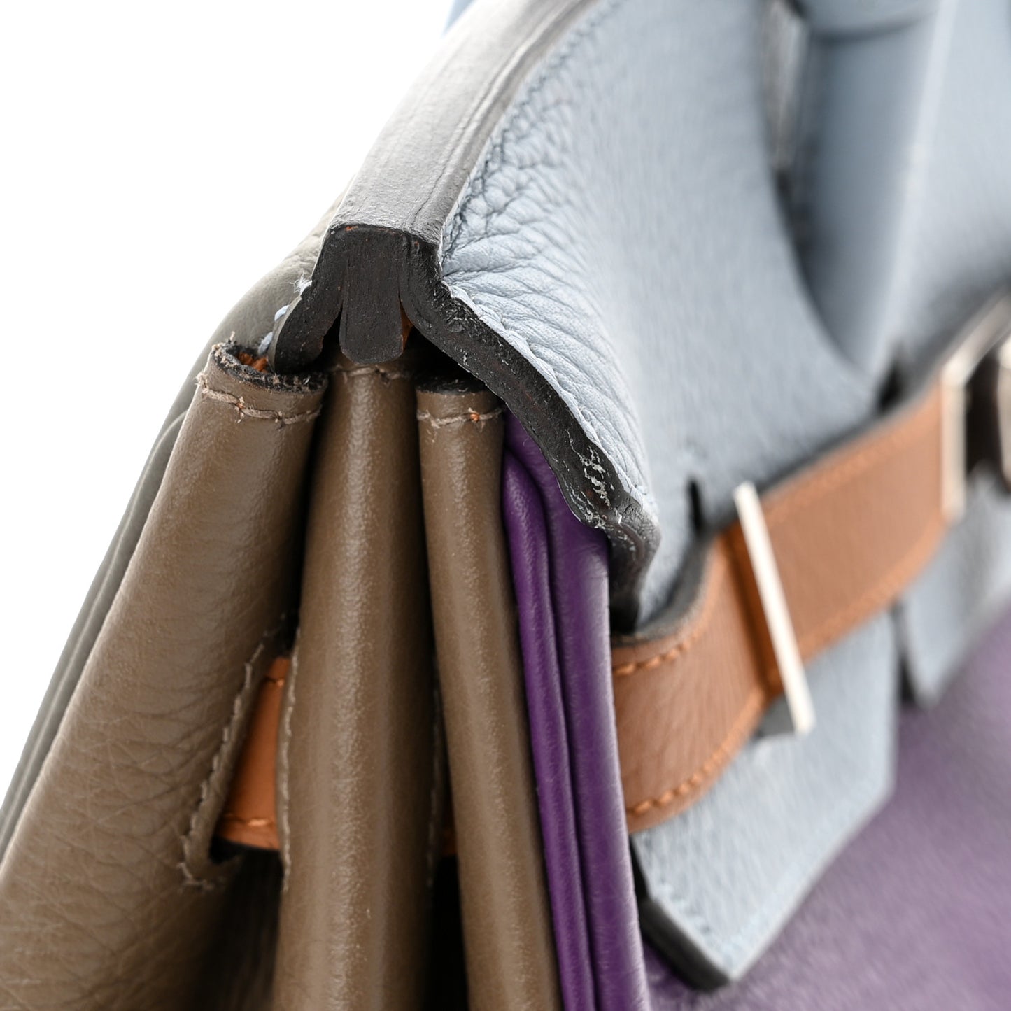 Taurillon Clemence Arlequin Birkin 35 Ultraviolet Etain Bleu Lin Bleu Orage Gold