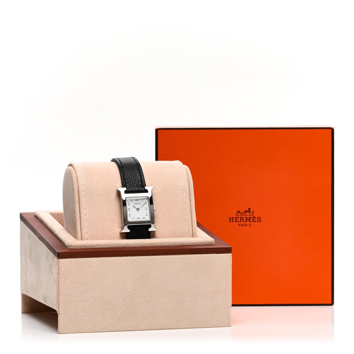 Hermes Stainless Steel Epsom 21mm Heure H Hour Quartz Watch Noir 5 of 5