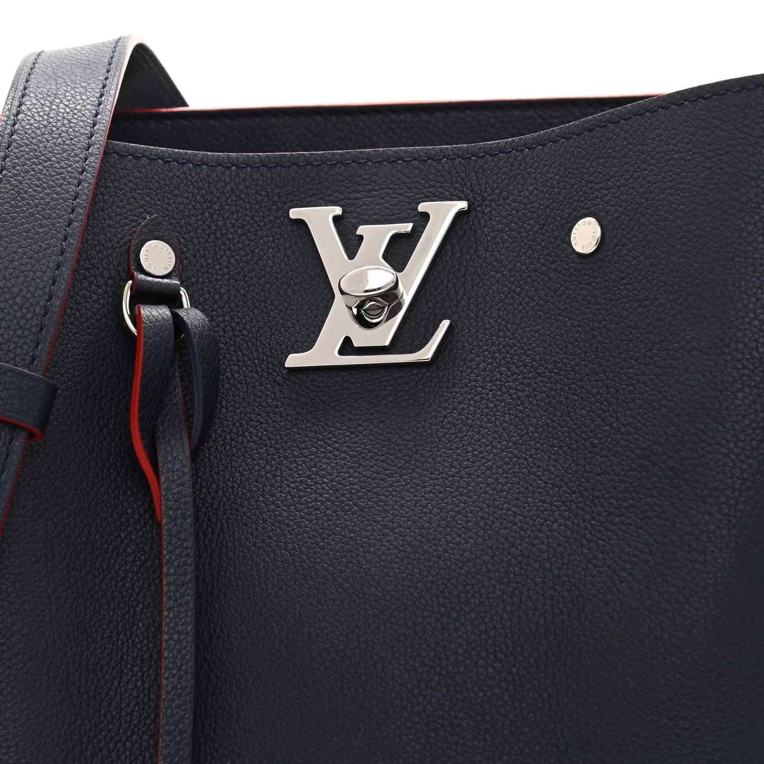 Louis Vuitton Soft Calfskin Braided Lockme Bucket Marine Rouge 8 of 10