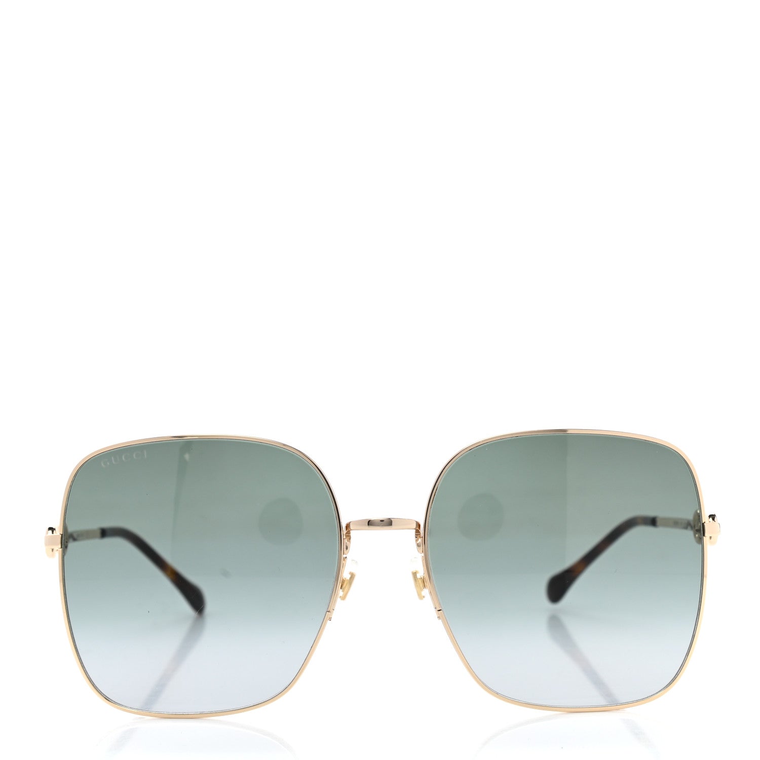 Gucci Metal Horsebit Square Frame Sunglasses GG0879S Gold 2 of 8