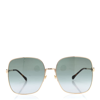 Gucci Metal Horsebit Square Frame Sunglasses GG0879S Gold 2 of 8