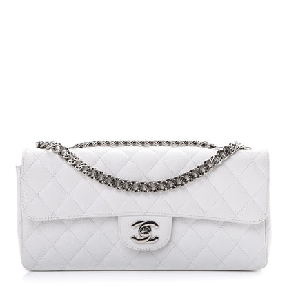 Chanel Caviar Quilted East West Flap Bijoux Chain White 1 of 10