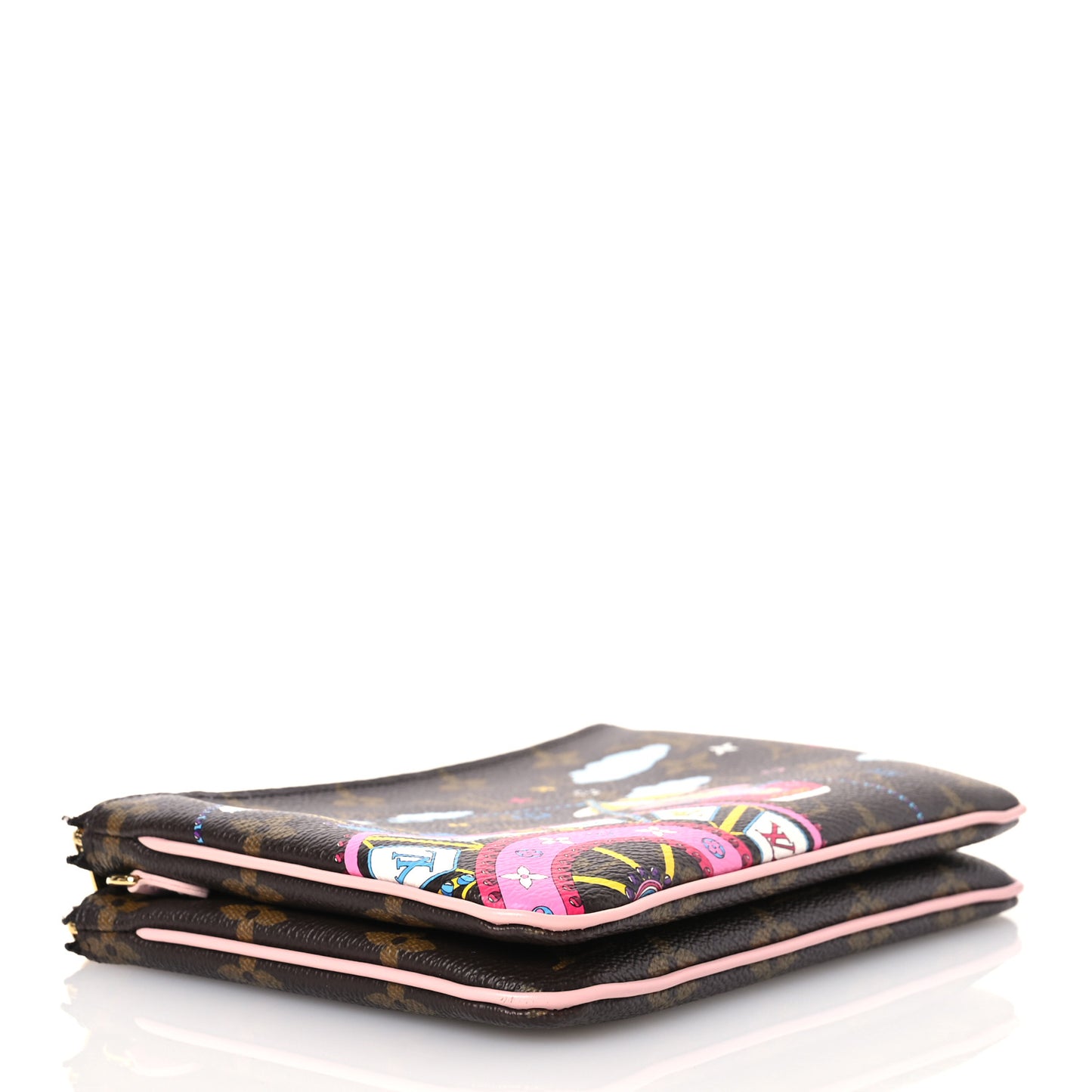 Monogram 2020 Christmas Animation Big Wheel Double Zip Pochette Rose Ballerine