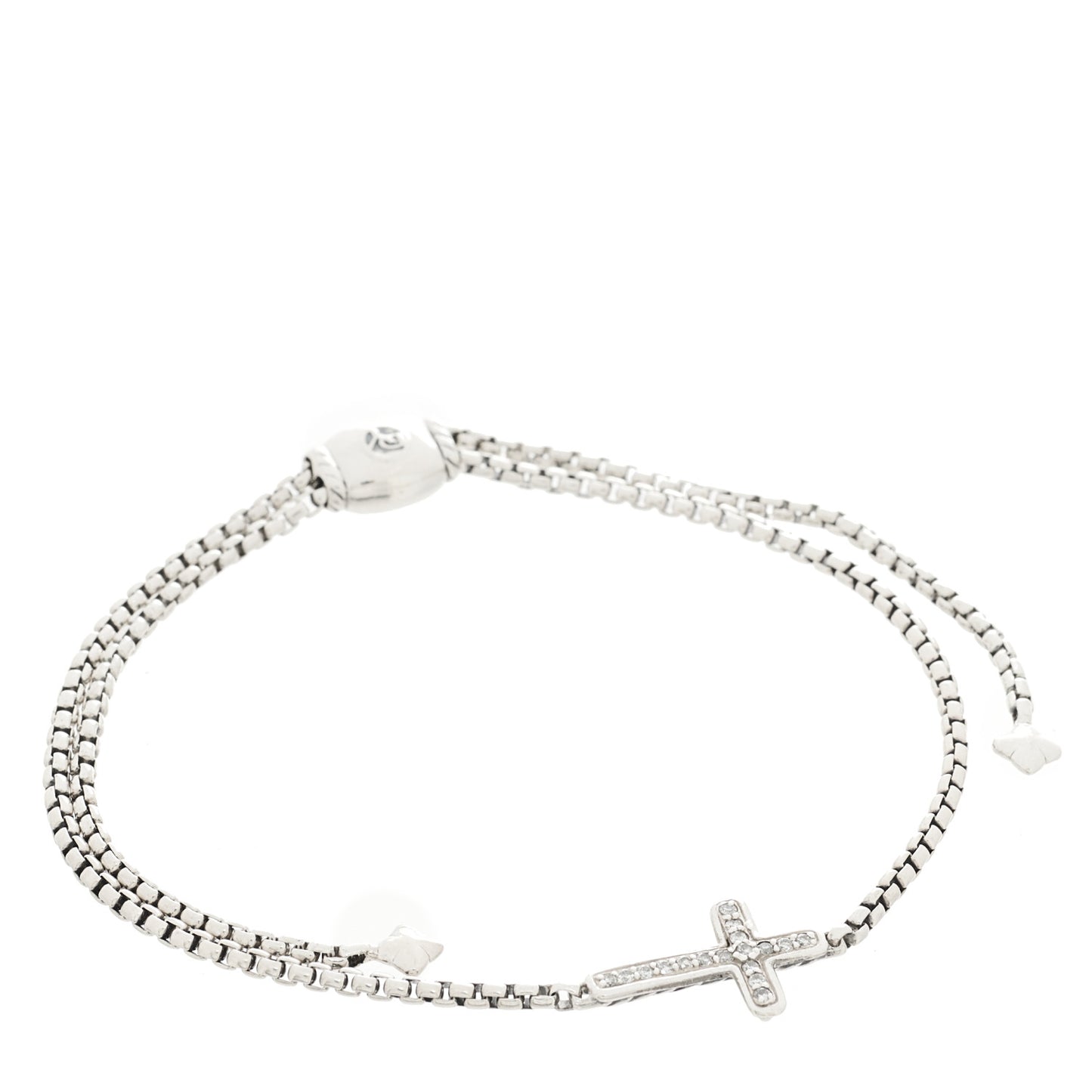 Sterling Silver Diamond Petite Pave Cross Bracelet