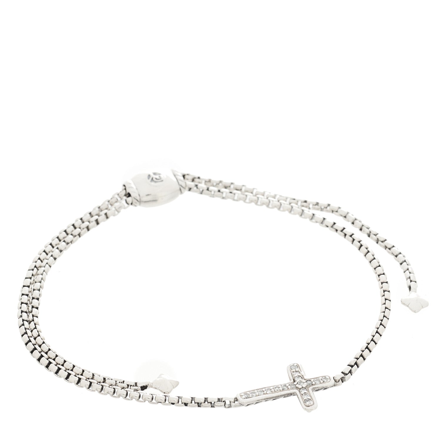 David Yurman Sterling Silver Diamond Petite Pave Cross Bracelet 1 of 3
