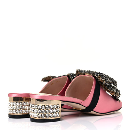 Gucci Raso Satin Crystal Embellished Bow Mules 38 Peonia 4 of 8