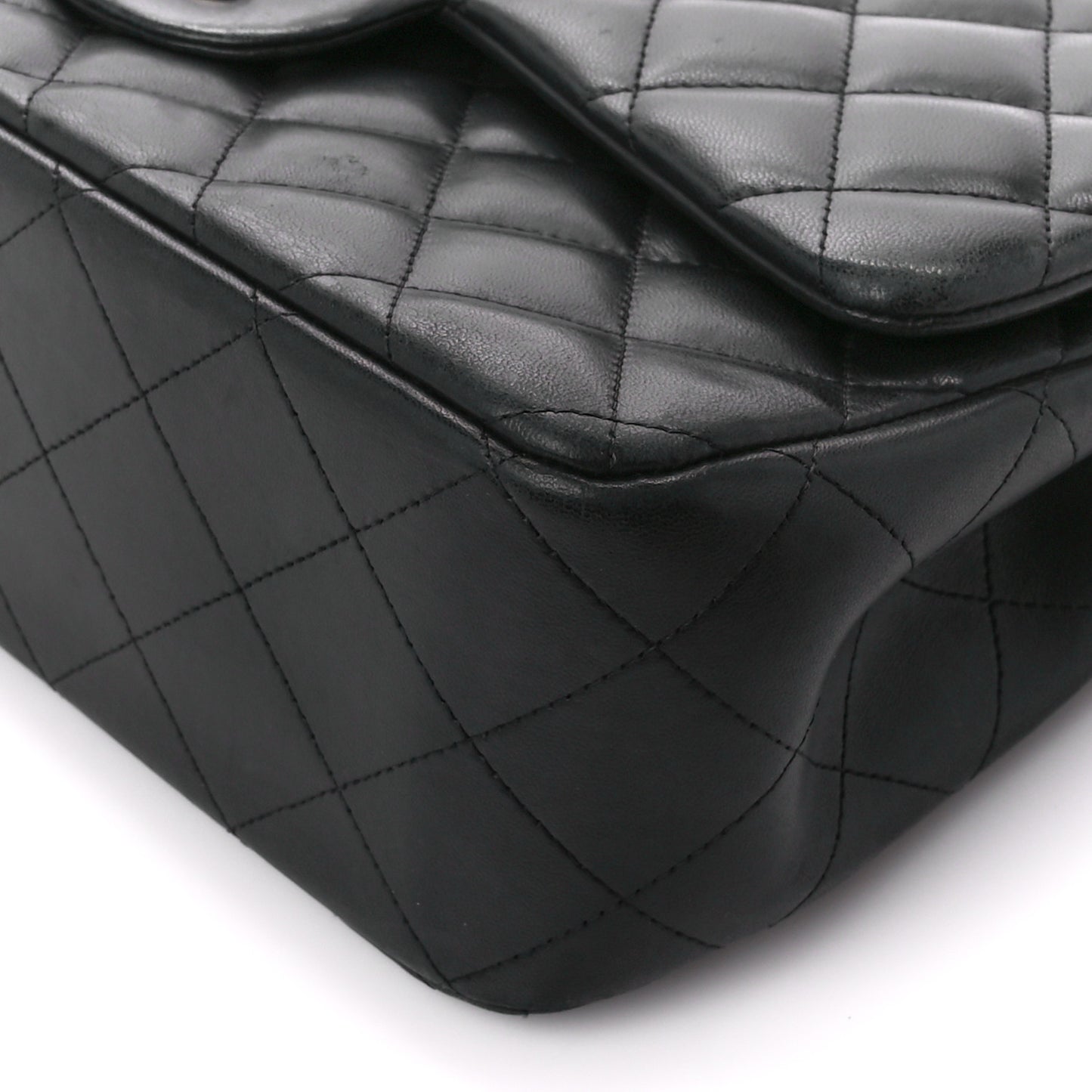 Lambskin Quilted Jumbo Double Flap Black