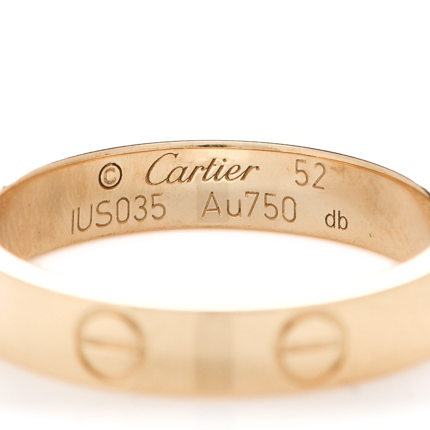 18K Yellow Gold 3.5mm LOVE Wedding Band Ring 52 6
