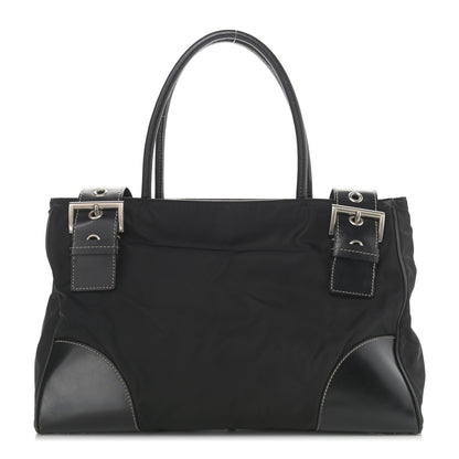 Prada Calfskin Nylon Buckle Shoulder Bag Black 1 of 14