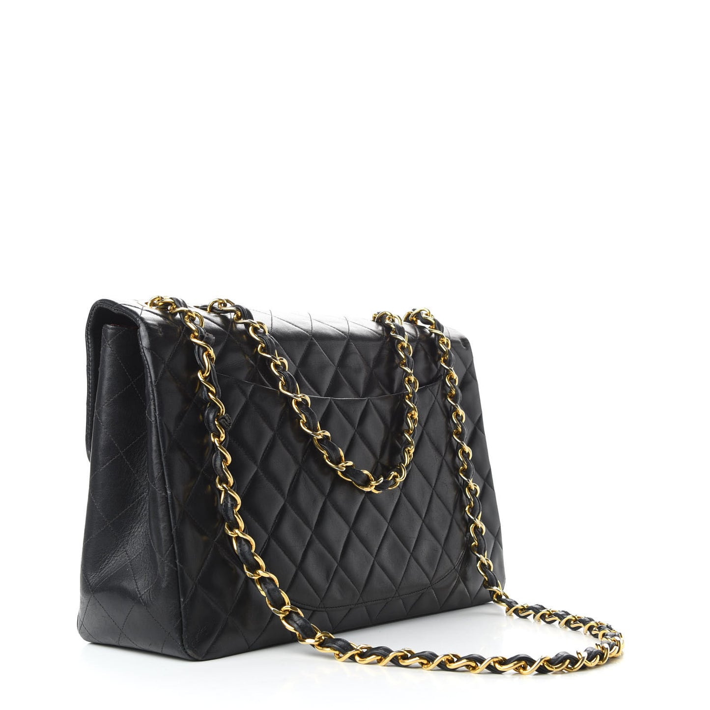 Lambskin Quilted XL Jumbo Single Flap Black