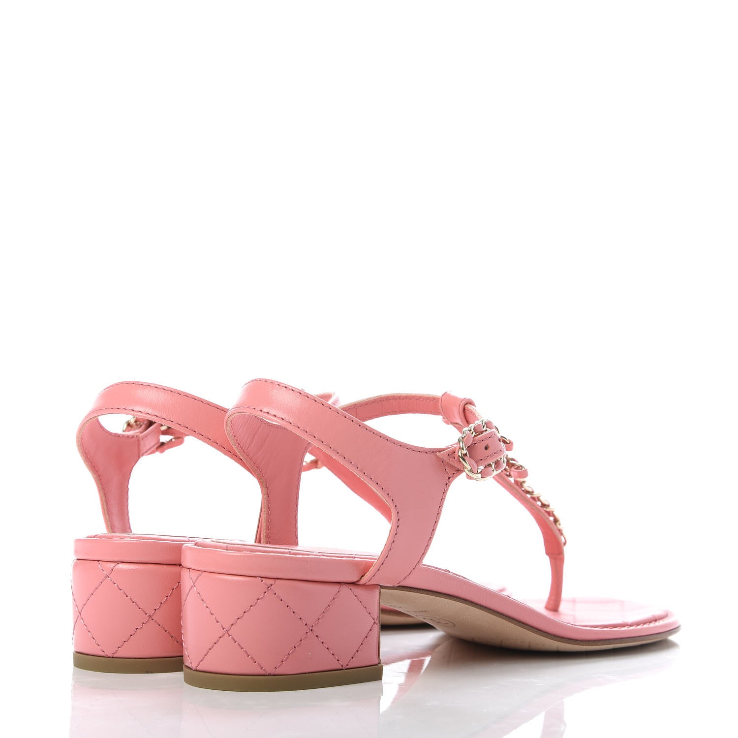 Chanel Goatskin CC Chain Thong Sandals 38 Pink 4 of 9