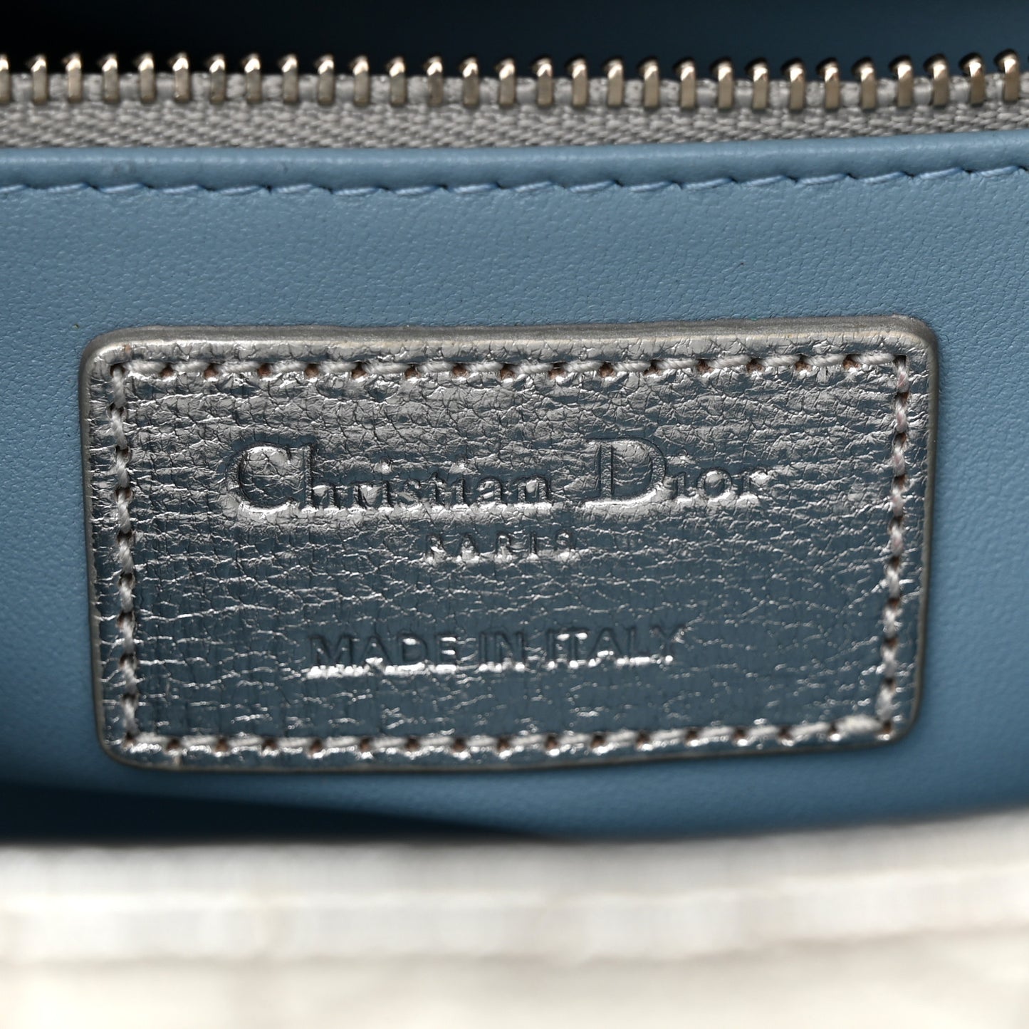 Metallic Grained Calfskin Cannage Small Lucky Badges My Lady Dior Silver
