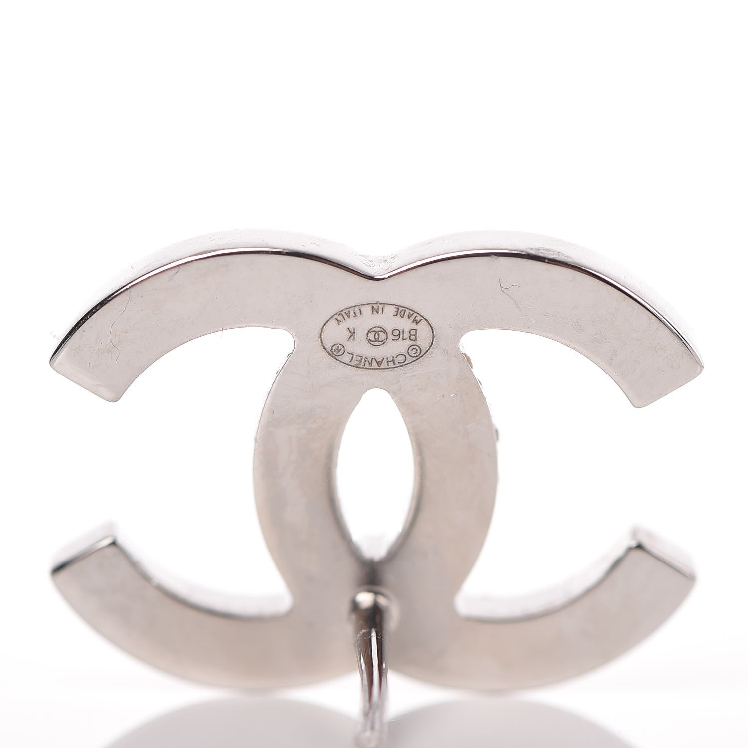 Chanel Baguette Crystal CC Earrings Silver 4 of 5