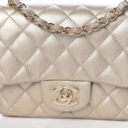 Chanel Metallic Caviar Quilted Mini Square Flap Light Gold 8 of 10