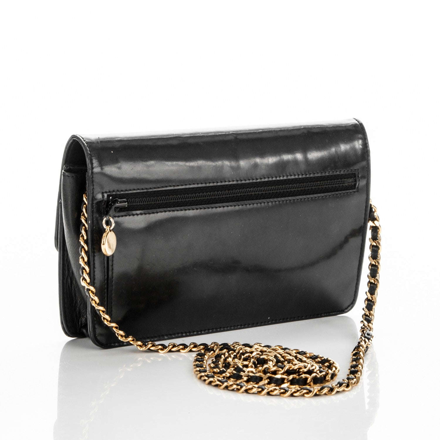 Chanel Patent Timeless CC Wallet On Chain WOC Black 3 of 8