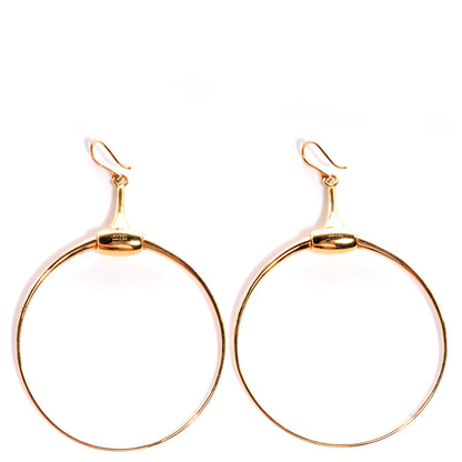 Gucci 18K Yellow Gold Horsebit Drop Hoop Earrings 1 of 5