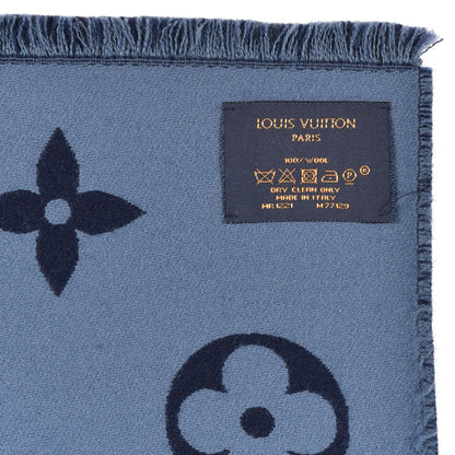 Louis Vuitton Wool Monogram Vivienne Scarf Navy 4 of 4