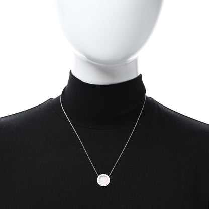 Tiffany 18K White Gold Diamond Pink Opal T Circle Pendant Necklace 2 of 5