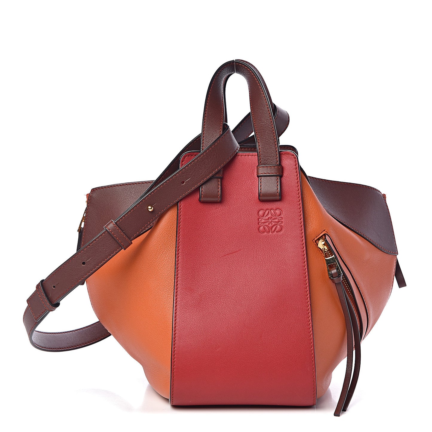 Calfskin Small Hammock Shoulder Bag Ginger Red