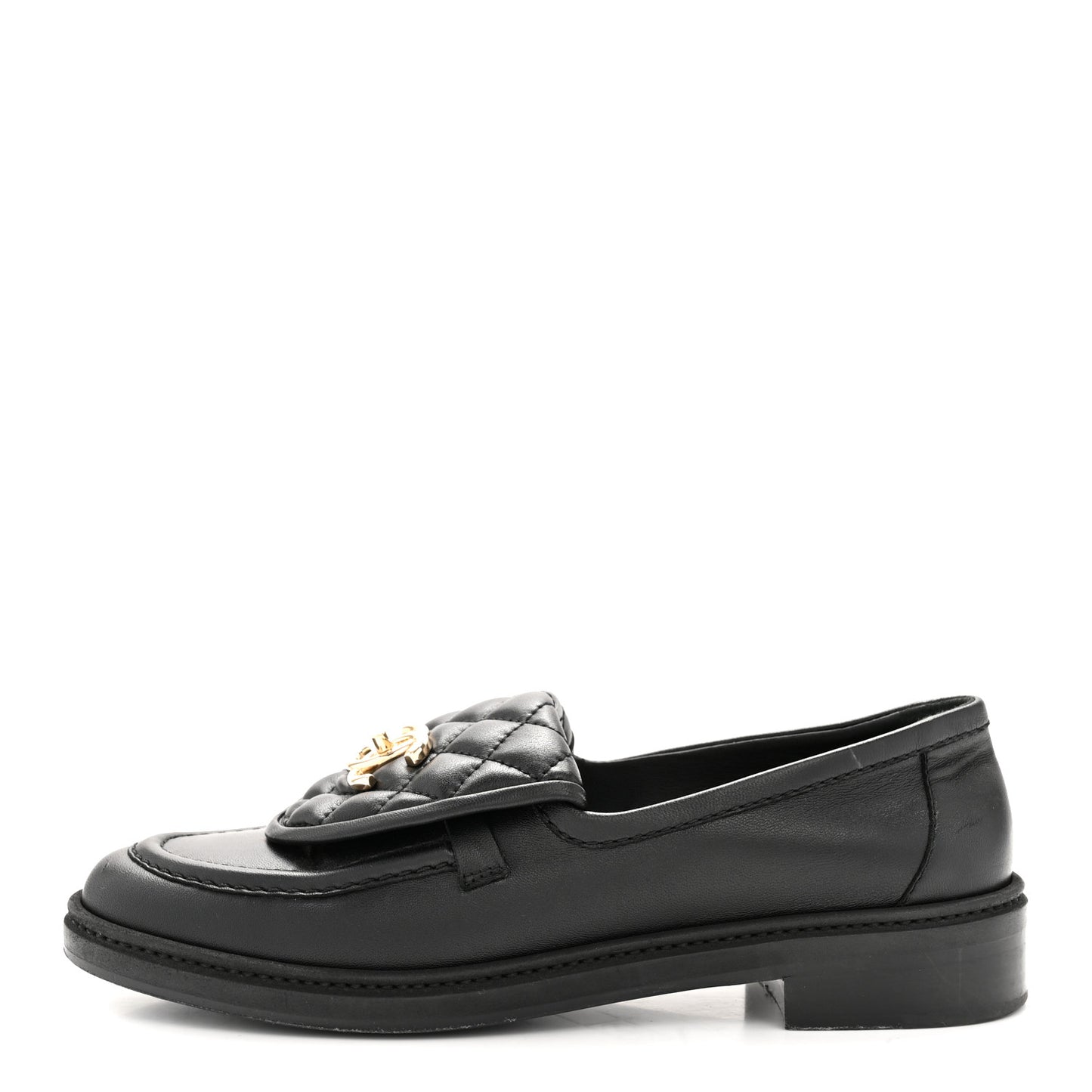 Lambskin Quilted CC Turnlock Loafers 38 Black