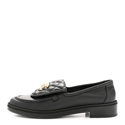 Chanel Lambskin Quilted CC Turnlock Loafers 38 Black 1 of 11