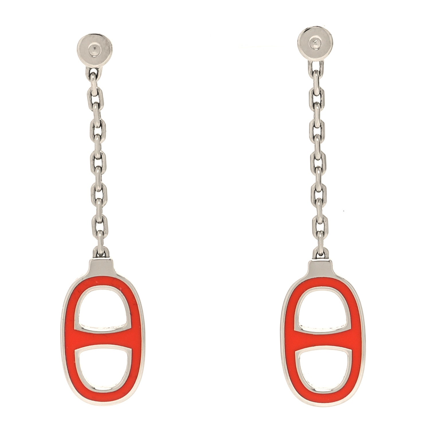 Hermes Lacquered Iliade Drop Earrings Juicy Orange 1 of 5
