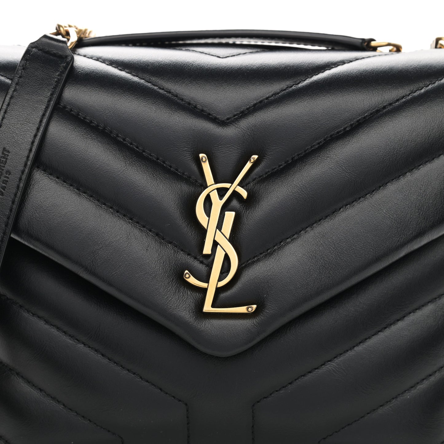 Calfskin Y Quilted Monogram Small Loulou Chain Satchel Black