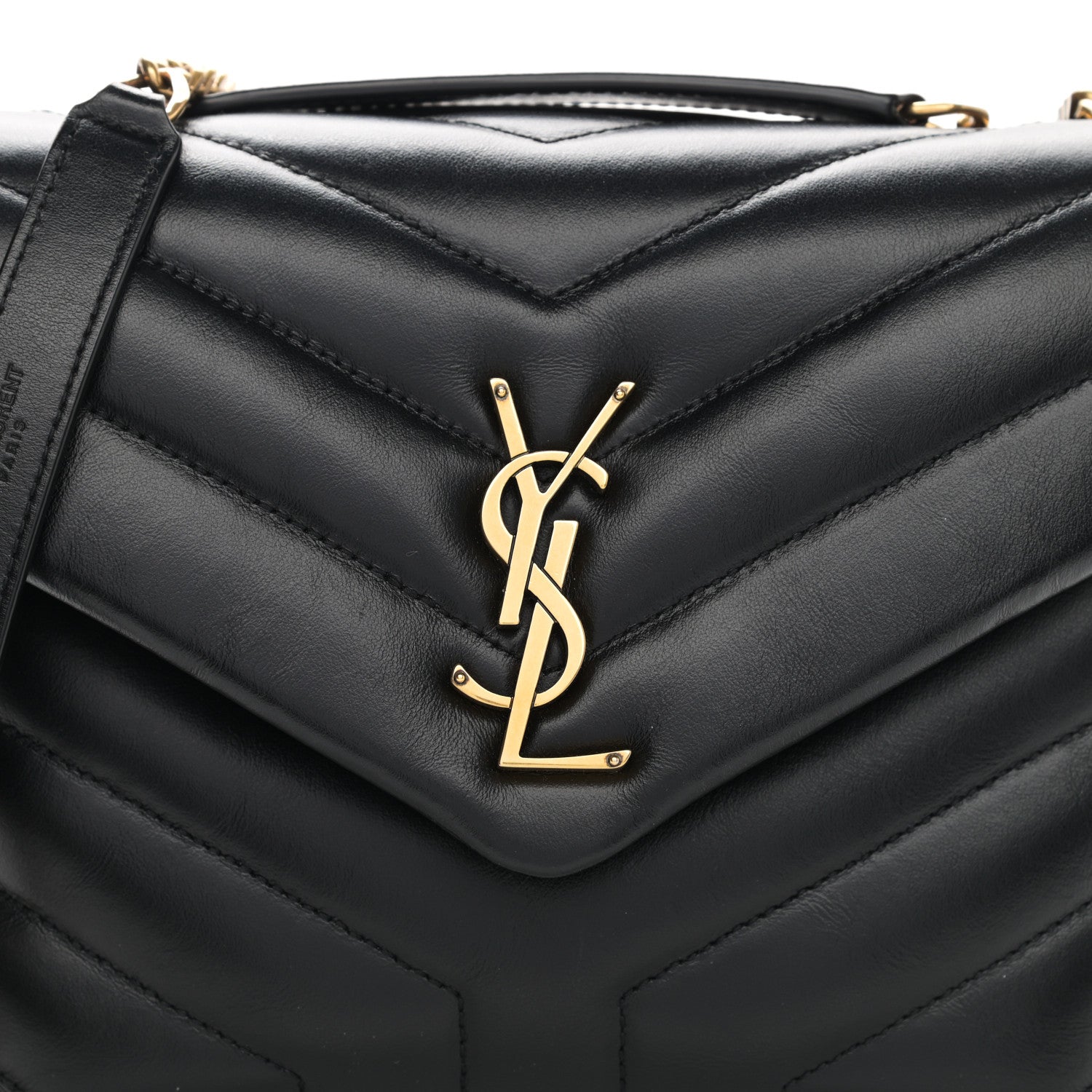 Saint Laurent Calfskin Y Quilted Monogram Small Loulou Chain Satchel Black 9 of 11