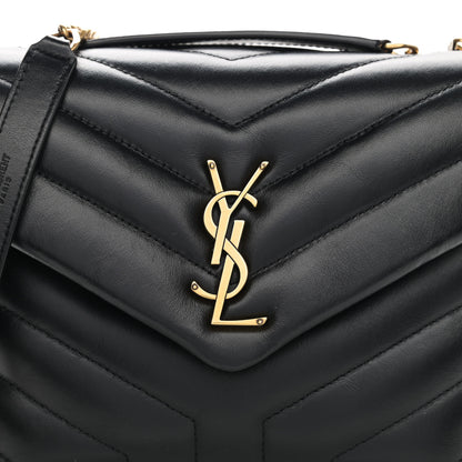 Saint Laurent Calfskin Y Quilted Monogram Small Loulou Chain Satchel Black 9 of 11