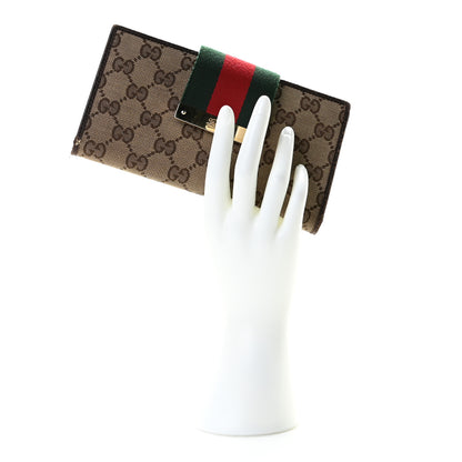 Gucci Monogram Calfskin Ladies Web Continental Wallet Beige Ebony Cocoa 11 of 11